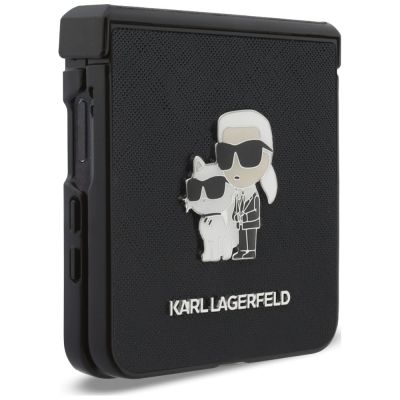 7. Etui Karl Lagerfeld Karl&Choupette Saffiano Pins na Samsung Galaxy Z Flip 8 - czarne