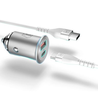 4. Ładowarka samochodowa 3mk Hyper Car Charger 45W USB-C USB-A - srebrna