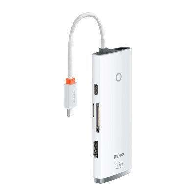 7. Baseus Lite Series wielofunkcyjny HUB USB Typ C - 2 x USB 3.0 / USB Typ C PD / HDMI 1,4 / SD/TF biały (WKQX050102)