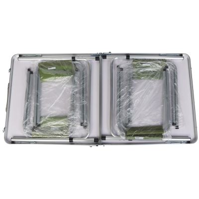 12. STOLIK TURYSTYCZNY SKŁADANY KEMPINGOWY 120X60X70/62/55CM + 4 KRZESŁA ZIELONY