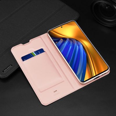 21. Dux Ducis Skin Pro kabura etui pokrowiec z klapką Xiaomi Poco F4 5G złoty