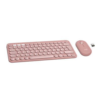 4. Logitech Pebble 2 Combo klawiatura Dołączona myszka Uniwersalne RF Wireless + Bluetooth QWERTY Amerykański międzynarodowy Różowy