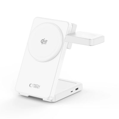 5. Ładowarka bezprzewodowa Tech-Protect A56 3in1 MagSafe 25W QI2.2 + kabel USB-C / USB-C 100 cm - biała