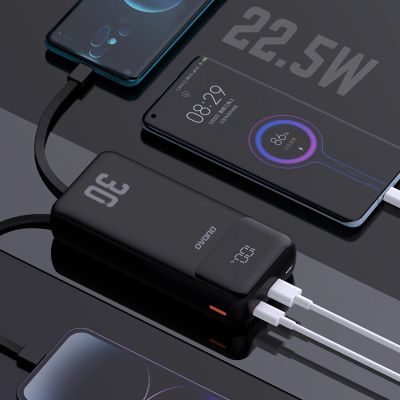4. Powerbank Dudao K15MAX 30000mAh PD 22.5W z wbudowanymi kablami - czarny