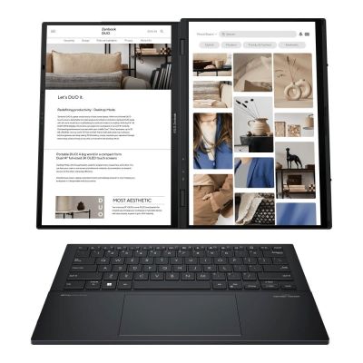 4. ASUS Zenbook Duo UX8406CA-QL121W Ultra 7 255H 2x14.0"OLED FHD Touch 60Hz 400nits 32GB LPDDR5X SSD1TB Glossy Intel Arc Graphics WLAN+BT Cam1080p 75WHrs Win11 Inkwell Gray