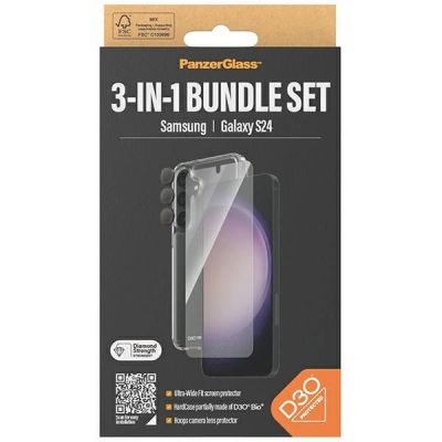 4. Zestaw PanzerGlass Bundle 3in1 etui przezroczyste + folia + osłona aparatu do Samsung Galaxy S24