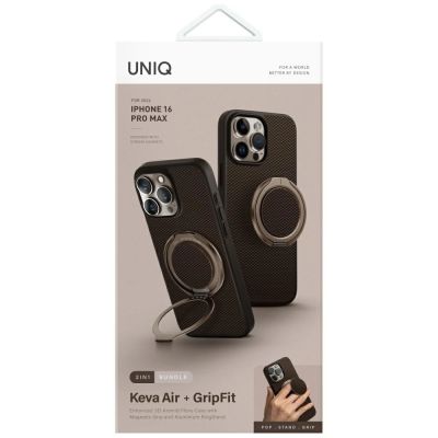 7. Etui UNIQ Keva Air Magclick Charging GripFit  na iPhone 16 Pro Max - brązowe