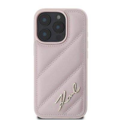 3. Etui Karl Lagerfeld Quilted Signature na iPhone 16 Pro - różowe