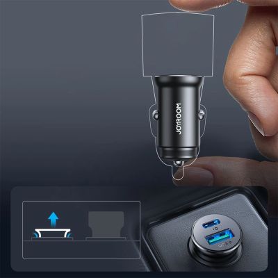 6. Mini ładowarka samochodowa Joyroom JR-CCN05 30W USB-A USB-C - czarna