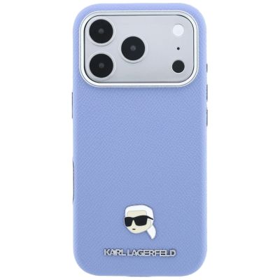 3. Etui Karl Lagerfeld Grained Karl Head Metal MagSafe na iPhone 18 Pro / 17 Pro - jasnoniebieskie