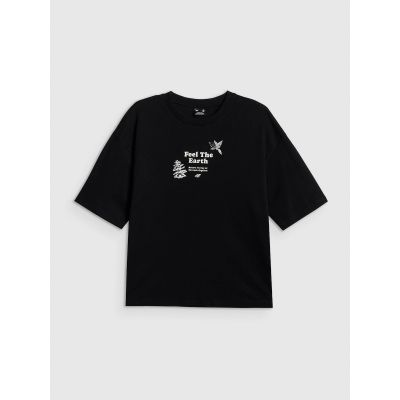 5. T-shirt regular z nadrukiem damski 4F 4FRSS26TTSHF3704-20S