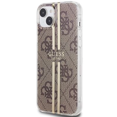 2. Etui Guess IML 4G Gold Stripe na iPhone 15 Plus / 14 Plus - brązowe