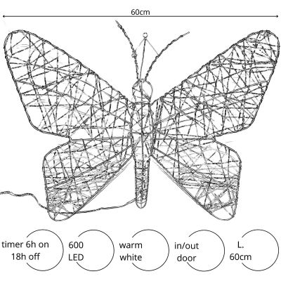 6. FIGURKA DEKORACYJNA MOTYL 600LED 60CM LUCA
