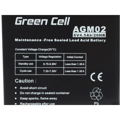 2. GREEN CELL AKUMULATOR ŻELOWY AGM02 6V 4,5AH