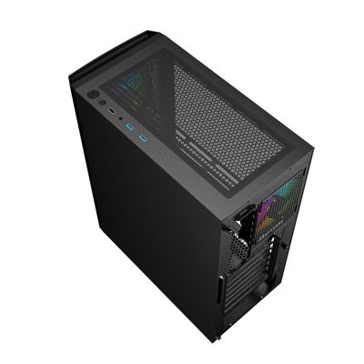 7. GEMBIRD OBUDOWA FORNAX 400X MIDI-TOWER (2X USB 3.0, 1X USB 2.0, HD AUDIO, SZKLANY PANEL BOCZNY, PODŚWIETLENIE ARGB) CZARNA