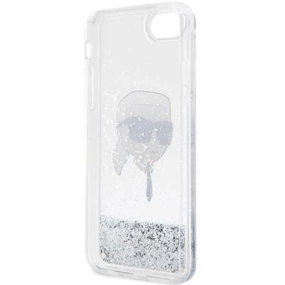 7. Etui Karl Lagerfeld Glitter Karl's Head na iPhone 7 / 8 / SE 2020 / SE 2022 - srebrne