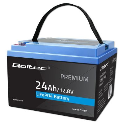 8. Qoltec Akumulator LiFePO4 Litowo-Żelazowo-Fosforanowy | 12.8V | 24Ah | 307.2Wh | BMS