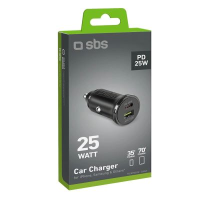 2. Ładowarka samochodowa SBS TECRPD25W 25W USB-A USB-C z Power Delivery - czarna