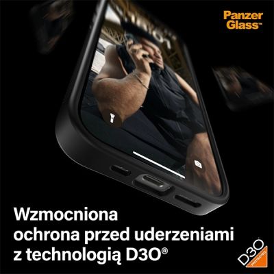 7. Etui PanzerGlass ClearCase na iPhone 15 Pro z certyfikatem Military Grade - przezroczysto-czarne