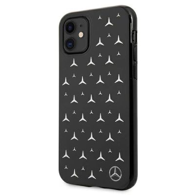 2. Etui Mercedes Silver Stars Pattern na iPhone 11 / Xr - czarne