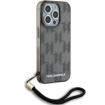 3. Etui Karl Lagerfeld IML Mono KL Pattern & Cord na iPhone 15 Pro - czarne