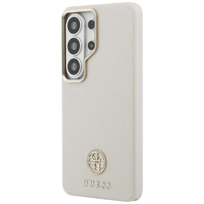 2. Etui Guess Rhinestone Round Logo MagSafe na Samsung Galaxy S26 Ultra - beżowe