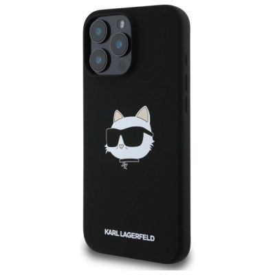 2. Etui Karl Lagerfeld Silicone Choupette Head Print MagSafe na iPhone 16 Pro - czarne