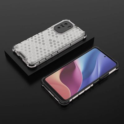 11. Honeycomb etui pancerny pokrowiec z żelową ramką Xiaomi Redmi K40 Pro+ / K40 Pro / K40 / Poco F3 przezroczysty