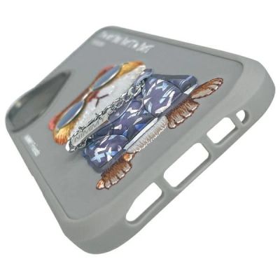 8. Etui Nimmy Glasses Cool Cat na iPhone 16 - szare