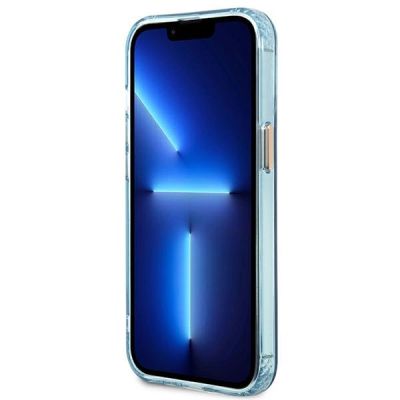 5. Etui Guess Gold Outline Translucent MagSafe na iPhone 13 Pro / iPhone 13 - niebieskie