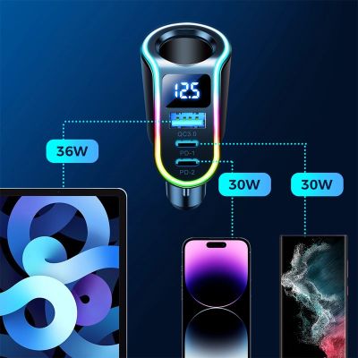 6. Joyroom szybka ładowarka samochodowa 4w1 USB-A QC3.0 / 2xUSB-C PD 150W czarna (JR-CL21)