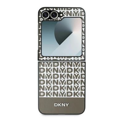 2. Etui DKNY Repeat Pattern Bottom Stripe na Samsung Galaxy Z Flip 6 - brązowe