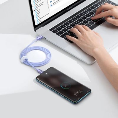 9. Kabel Baseus CAJY000605 USB-C - USB-C PD 100W 5A 480Mb/s 1,2m - fioletowy