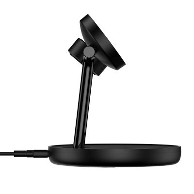 3. Baseus Swan ładowarka indukcyjna (kompatybilna z MagSafe) stojak do iPhone, Apple Watch, AirPods + kabel USB-C 1m czarny (WXTE000101)
