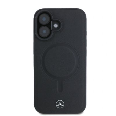 9. Etui Mercedes Plain Smooth Leather MagSafe na iPhone 16 - czarne