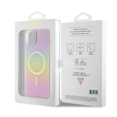8. Etui Guess IML Iridescent MagSafe do iPhone 15 Plus - różowe