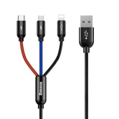2. BASEUS KABEL USB 3W1 USB-C / LIGHTNING / MICRO 3A