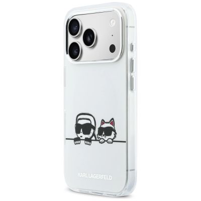 2. Etui Karl Lagerfeld IML Karl & Choupette Peekaboo Logo MagSafe na iPhone 17 Pro Max - białe