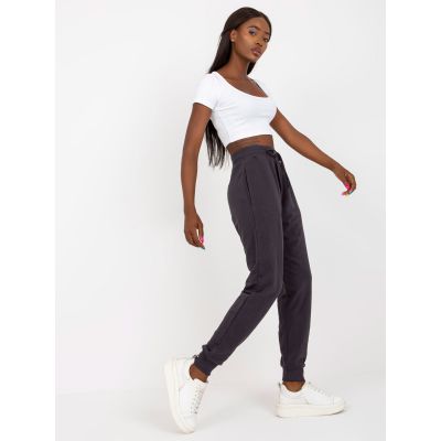 3. Grafitowe dresowe spodnie basic z kieszeniami   (B-005.53)