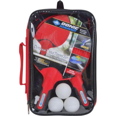 35. ZESTAW DO TENISA STOŁOWEGO OUTDOOR WEATHERPROOF 2 RAKIETKI 3 PIŁECZKI DONIC