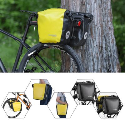 6. Sakwa rowerowa Rockbros AS-003-1Y wodoodporna z paskiem na ramię montaż przód/tył 10-14l - żółta