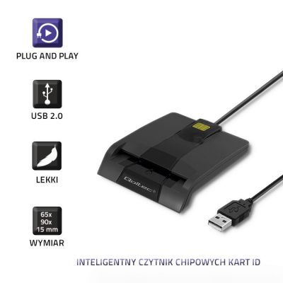 4. QOLTEC CZYTNIK CHIPOWYCH KART ID INTELIGENTNY | SCR-0634 | USB TYP C