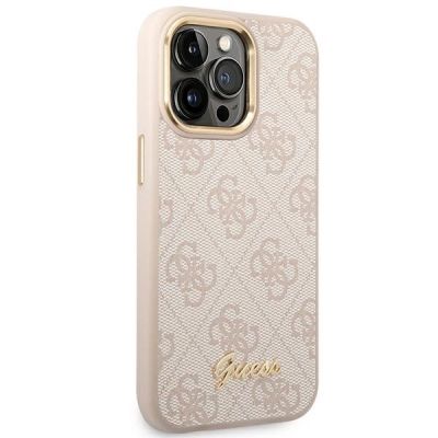 4. Etui Guess 4G Vintage Gold Logo na iPhone 14 Pro Max - różowe