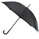 2. PARASOL DŁUGI PÓŁAUTOMATYCZNY Z ZAWIJANĄ RĄCZKĄ CZARNY Z BIAŁĄ KRATĄ SEMI LINE
