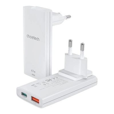 2. Ładowarka sieciowa Choetech PD6011 65 W GaN Ultra USB-C + USB-A - biała