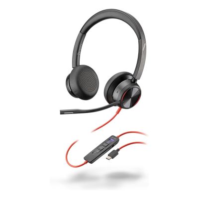 10. Zestaw słuchawkowy POLY Blackwire 8225 Stereo 8X225AA USB-C z certyfikatem Microsoft Teams + przejściówka USB-C/A