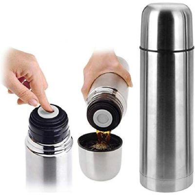 14. TERMOS TURYSTYCZNY 1000ML Z 2 KUBKAMI SREBRNY