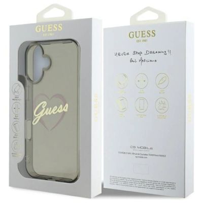 8. Etui Guess IML Heart na iPhone 16 Plus - czarne