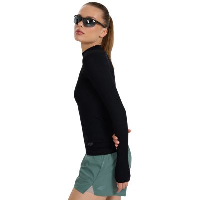 12. Koszulka damska longsleeve 4F F419 głęboka czerń 4FWAW25TFLOF419 20S