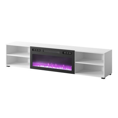 Szafka RTV POLO 180x33x39 biały + kominek czarny